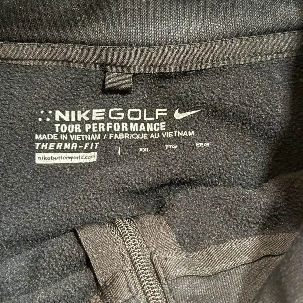 NIKE GOLF Tour Performance Therma Fit Quarter Zip Black Pullover Mens XXL Quail